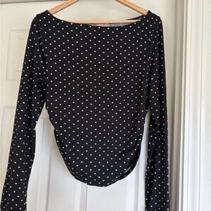 Black Polka Dot Long Sleeve Top